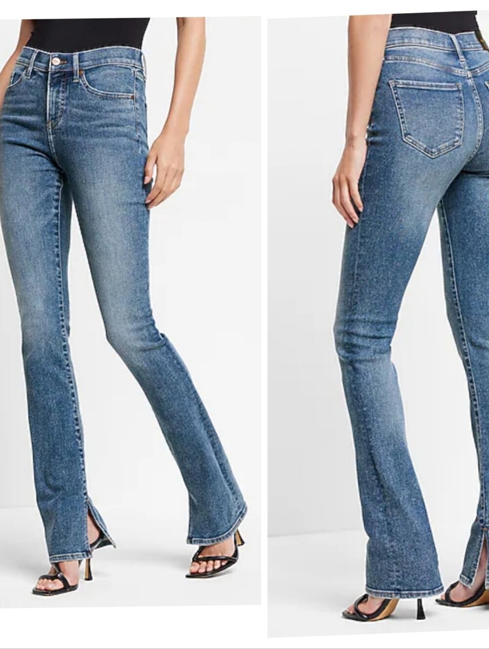 Express Skyscraper Mid Rise Inner Slits Slight Flare Jeans - Size 10